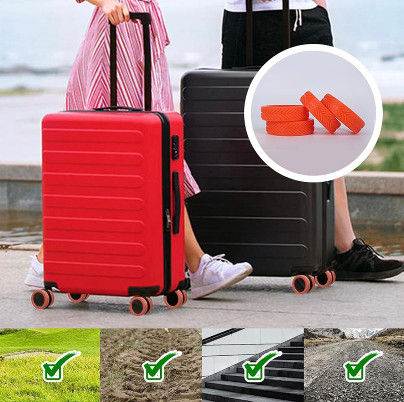 8 PCS Silicone Wheel Protector Covers for 8-Spinner Wheel, Wheel covers for Rolling Suitcases, Office Chairs