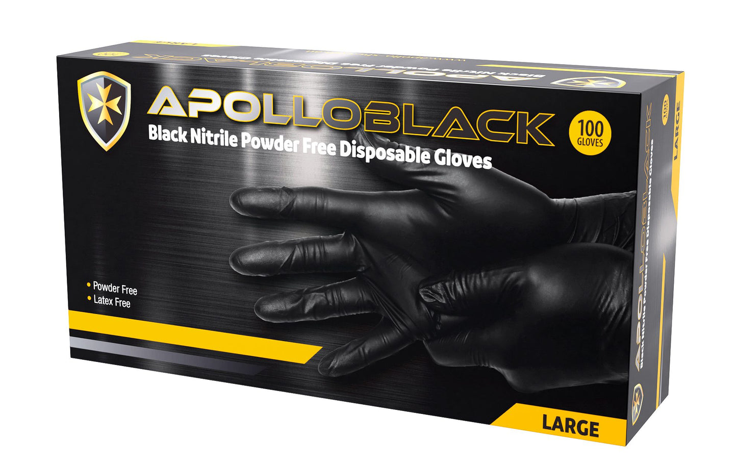 ApolloBlack Nitrile Black Disposable Gloves (Pack of 100)