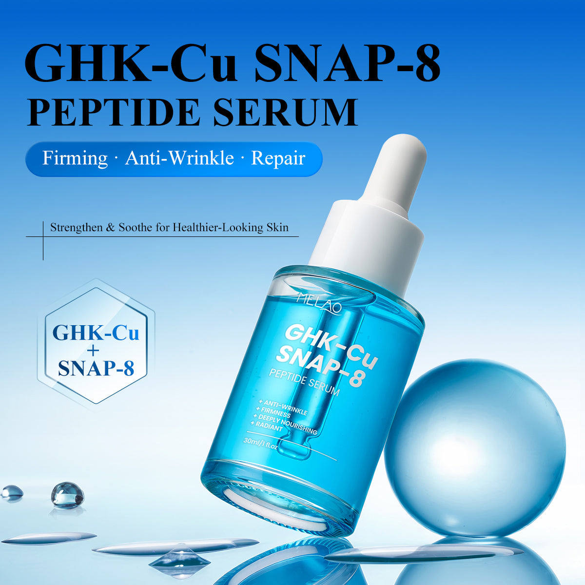 GHK-Cu + SNAP-8 Peptide Firming & Hydrating Facial Serum – 30ml