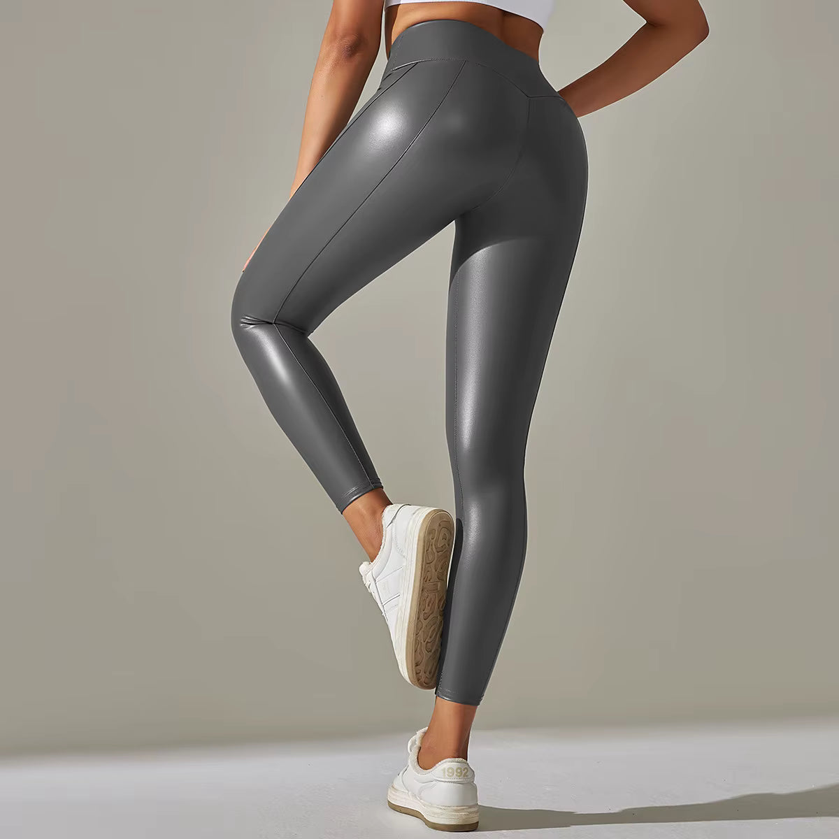 High-Waisted PU Leather Leggings – Shiny Butt-Lifting Tights for Women