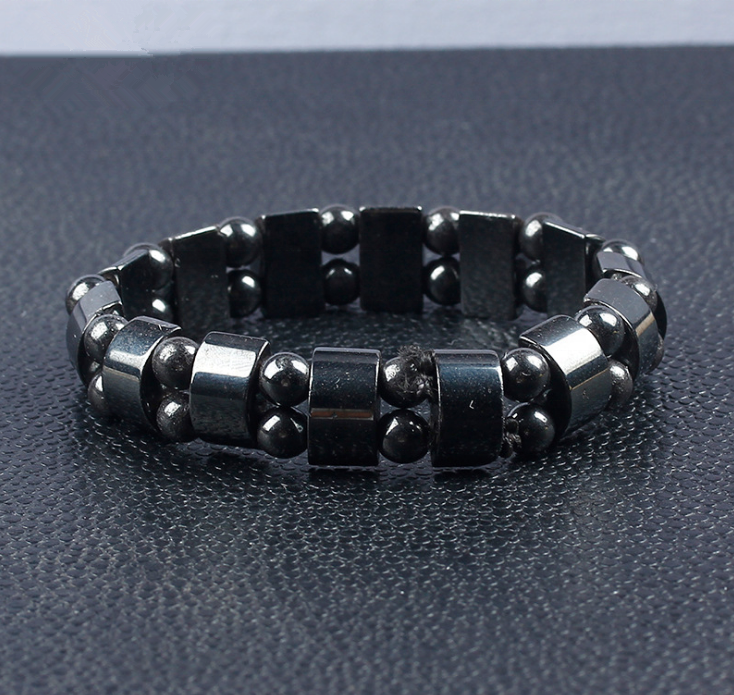 Black Magnetic Hematite Therapy Bead Bracelet – Grounding Energy Jewellery for Men & Women