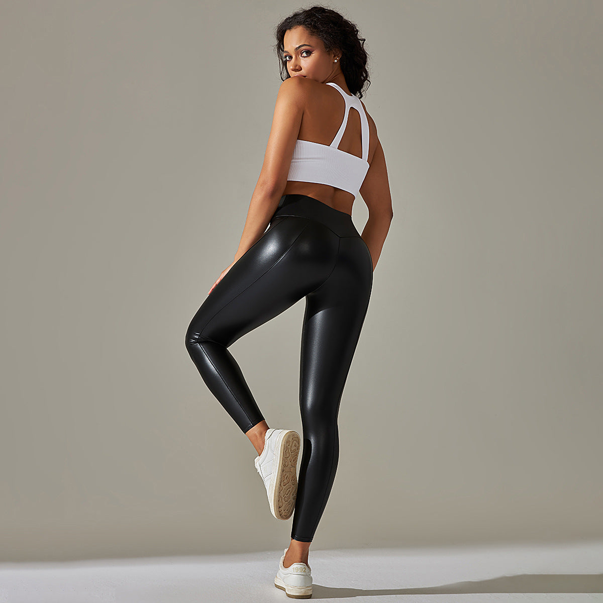 High-Waisted PU Leather Leggings – Shiny Butt-Lifting Tights for Women