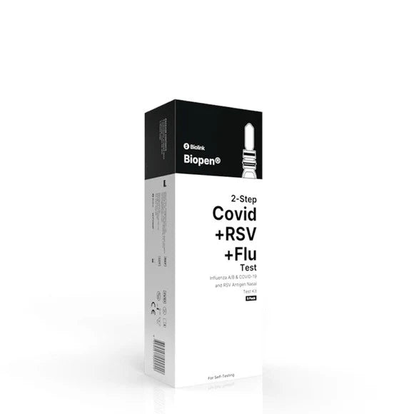 Biopen® RSV + COVID-19 + Flu A & B Nasal Pen, High Sensitivity (Pack of 5 Tests) Exp 1/1/26
