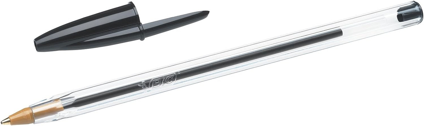 BIC Cristal Original Ballpoint Pens - Medium, Black, Box of 12