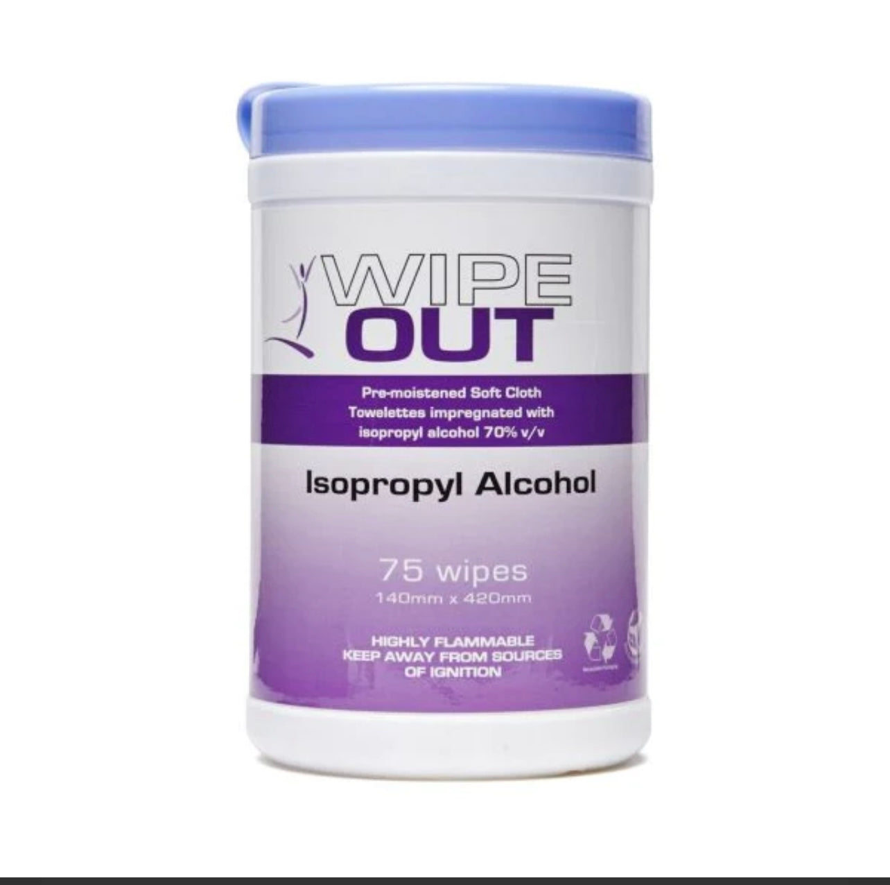 Wipe Out Isopropyl Alcohol 75 wipes - 1 carton x 12 Units