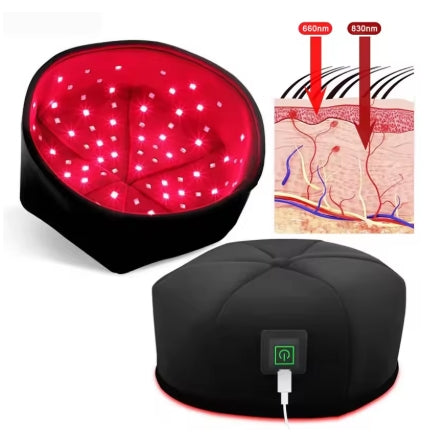 Red LED Light Therapy Head Cap – 660nm & 830nm LED Hair Growth Device - Black