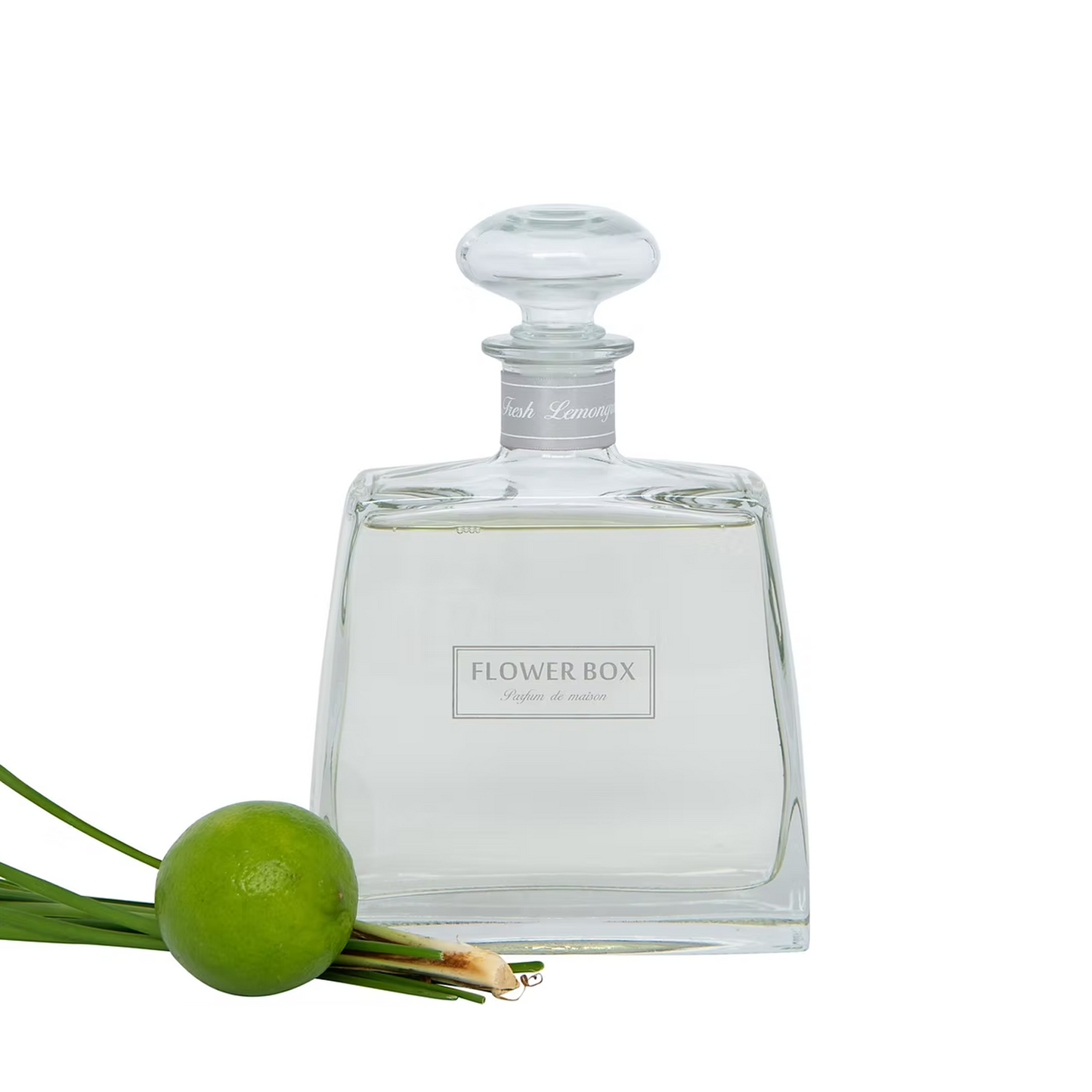 Flower Box Fresh Lemongrass Hallmark Diffuser bottle with lime and lemongrass