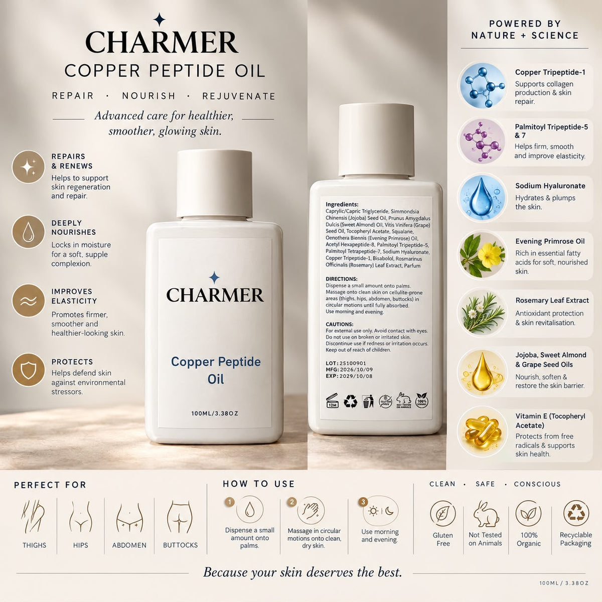 Charmer Copper Peptide Body Oil 100 mL
