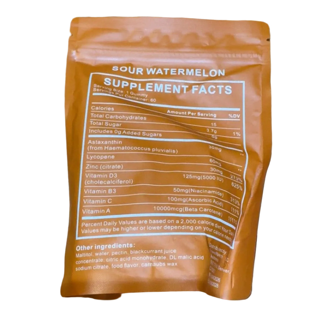 Tanning Gummies Sour Watermelon supplement facts