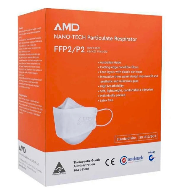 AMD P2 Level 3 Face Mask Nano-Tech Mask, 4-layer (T4) Ear Loop. Australian Made