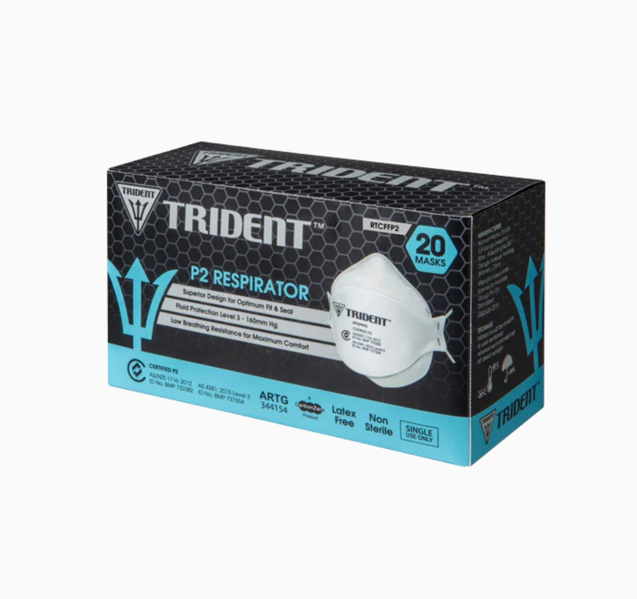 Trident P2 Surgical Respirator Level 3 Hospital Grade Regular Size (1 Box/20masks)