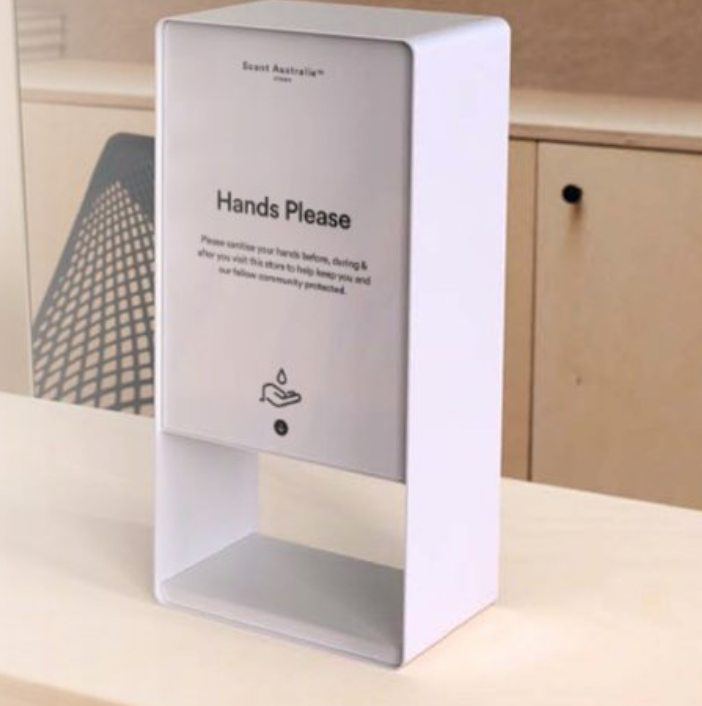 White Hand Sanitiser Stand for $395 & Desk Stand $295 - Touch Less - In Stock