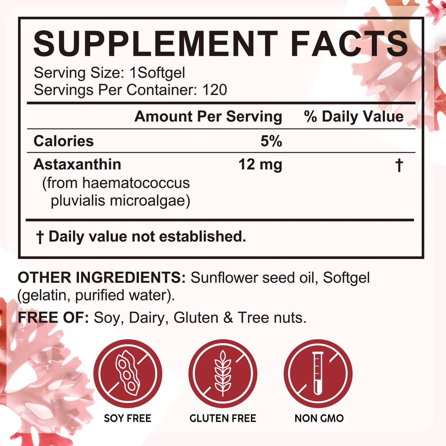 Acentiallabs Astaxanthin 12mg Triple Strength – 120 Softgels
