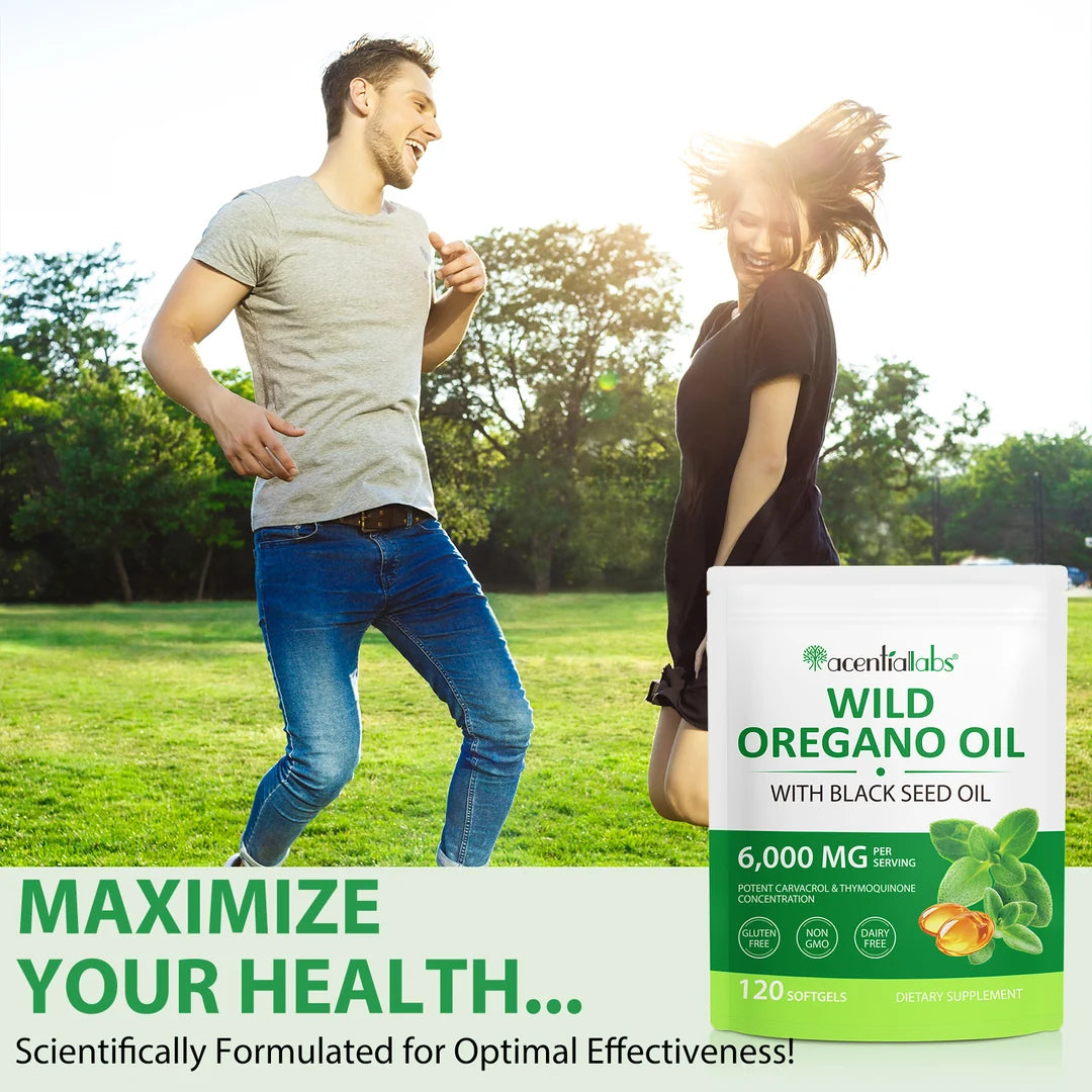 Acentiallabs Wild Oregano Oil with Black Seed Oil – 6000mg – 120 Softgels
