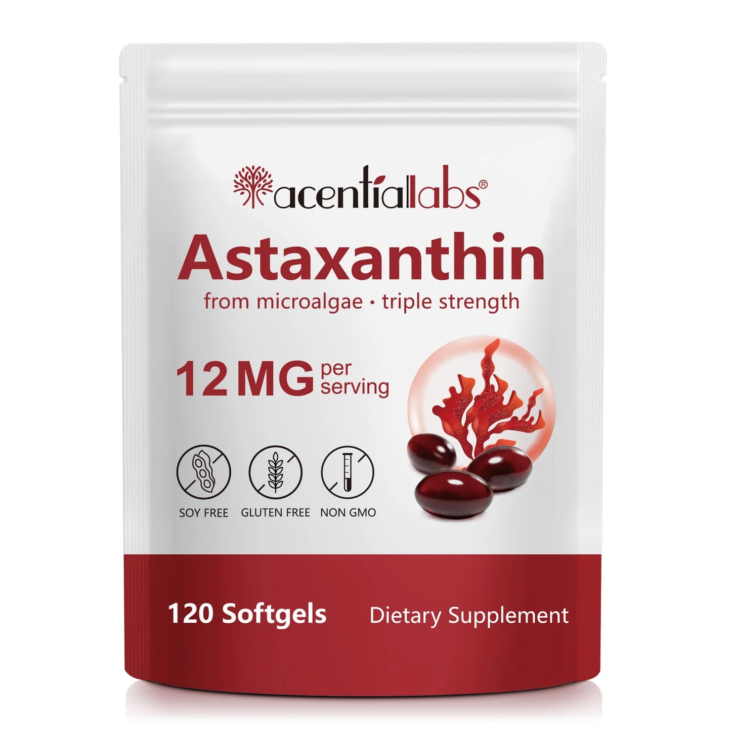 Acentiallabs Astaxanthin 12mg Triple Strength – 120 Softgels