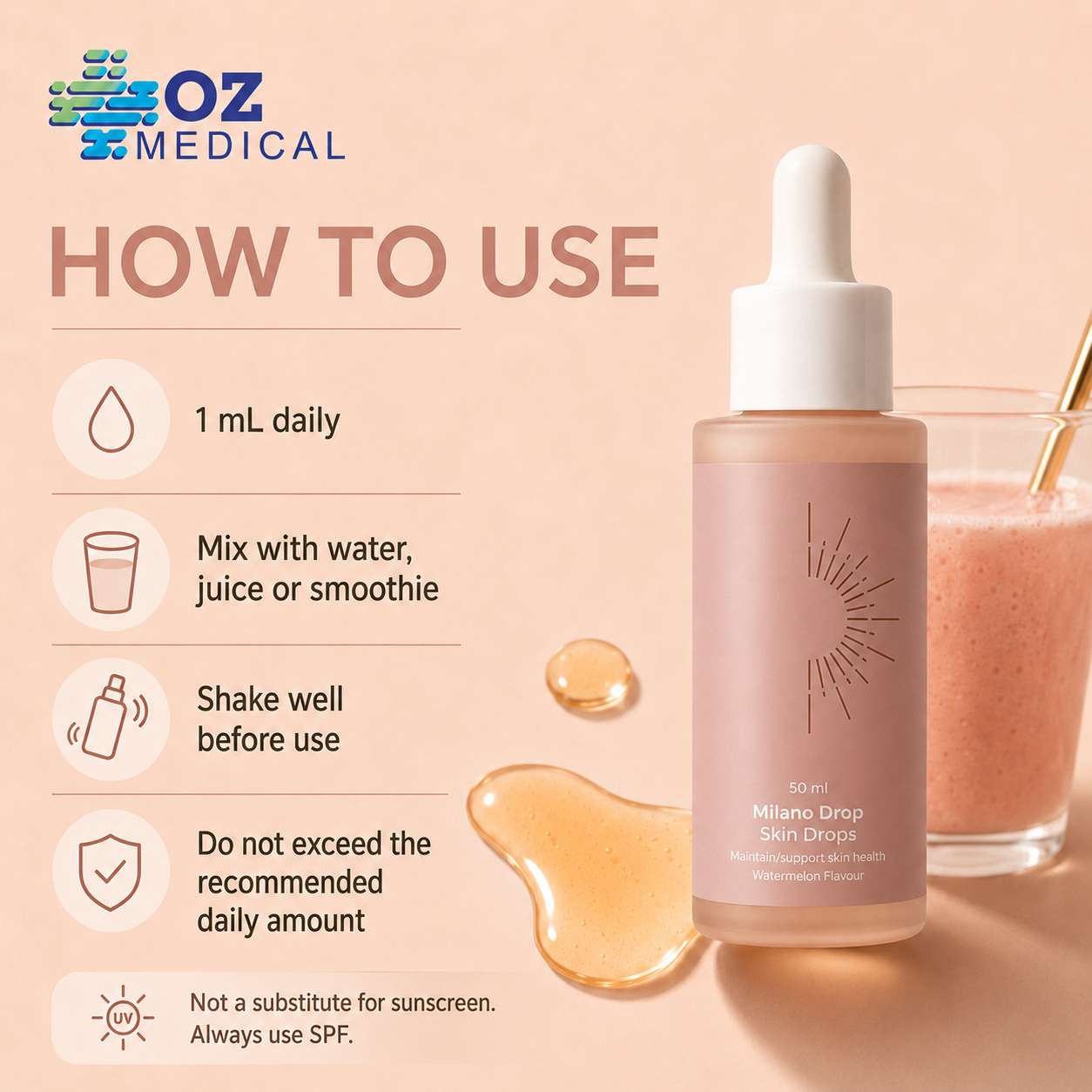 Oz Medical Drinkable Sunless Tanning Drops (50 mL)
