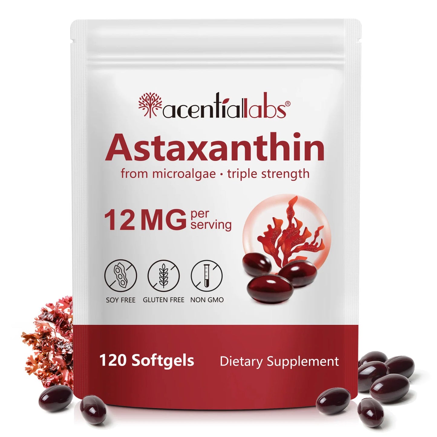 Acentiallabs Astaxanthin 12mg Triple Strength – 120 Softgels