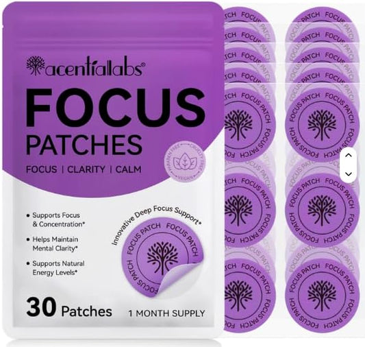 Acential Labs Focus Patches | 30 Transdermal Focus & Mental Clarity Patches
