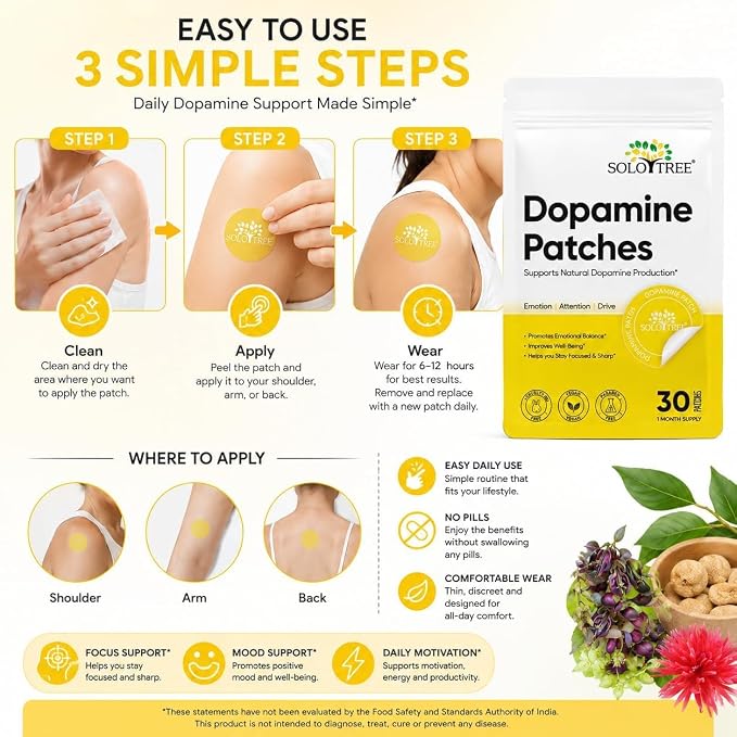 Solo Tree Dopamine Patches | Natural Focus, Mood & Mental Clarity Support