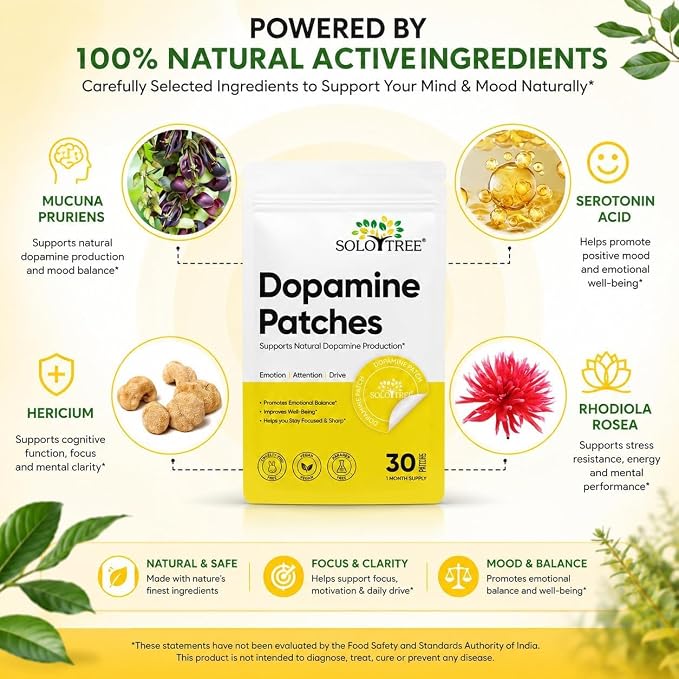 Solo Tree Dopamine Patches | Natural Focus, Mood & Mental Clarity Support