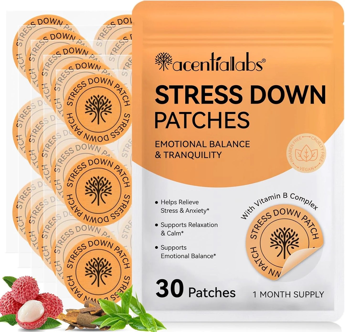 AcentialLabs Stress Down Patches – 30 Pack