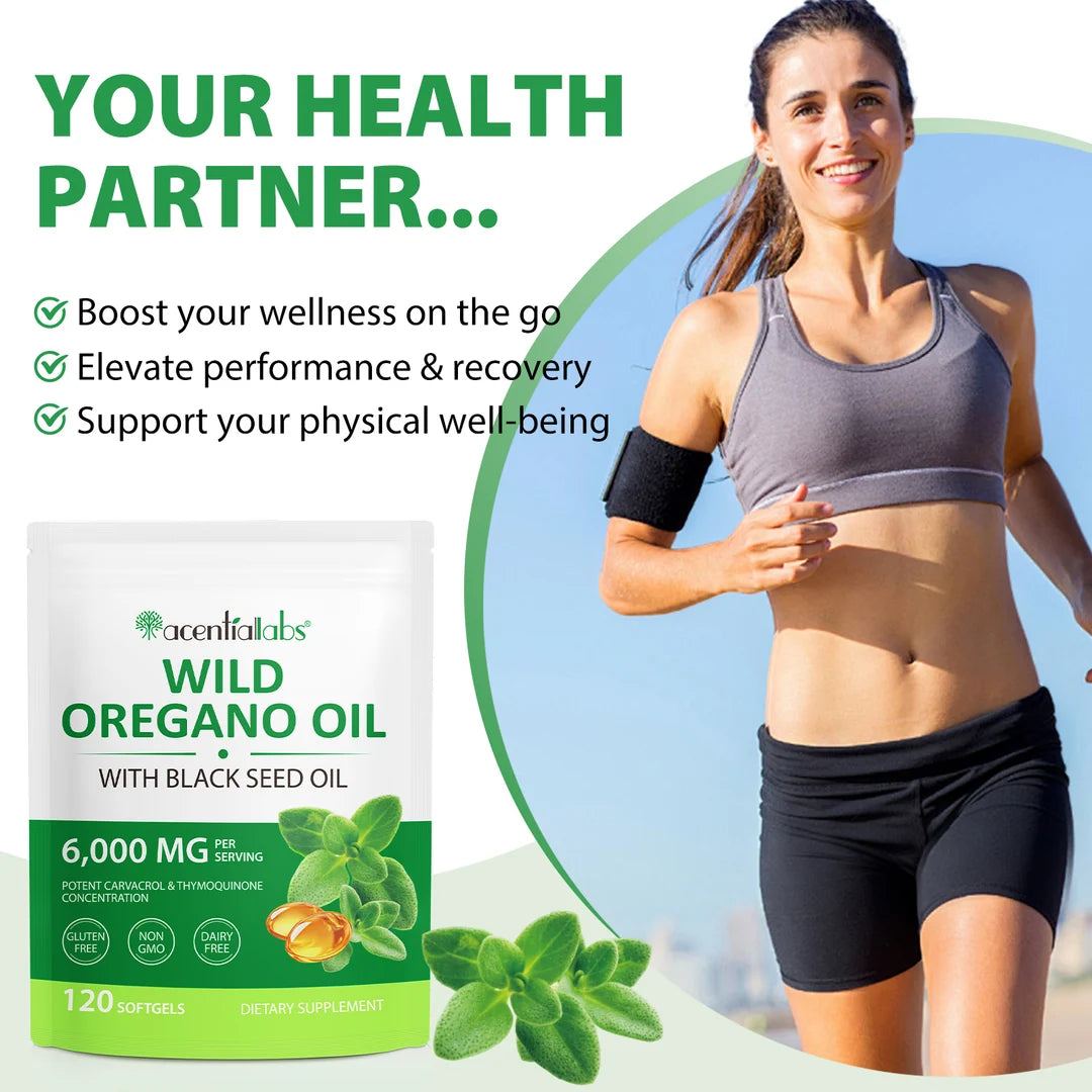 Acentiallabs Wild Oregano Oil with Black Seed Oil – 6000mg – 120 Softgels