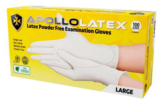 ApolloLatex Premium Powder Free Examination Glove (Pack of 100)