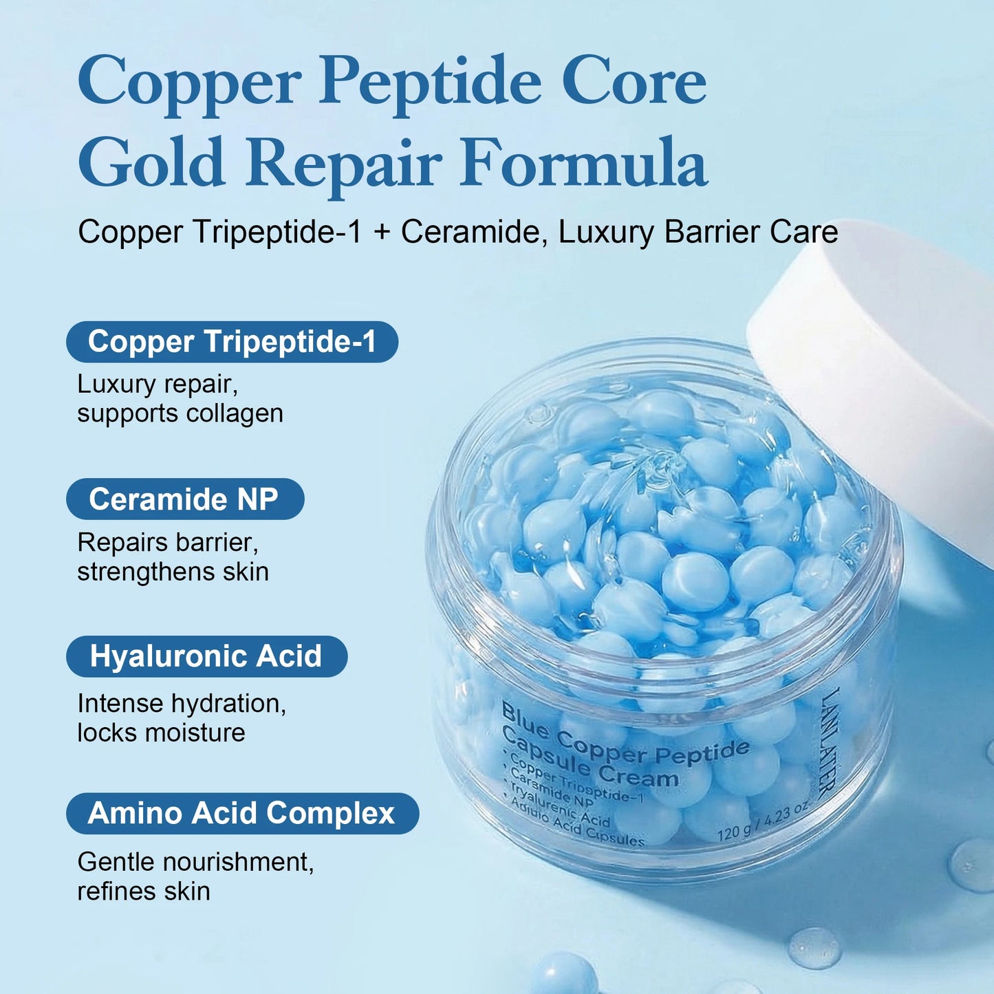 Blue Copper Peptide Capsule Cream 120g – Hydrating Barrier Renewal Moisturiser