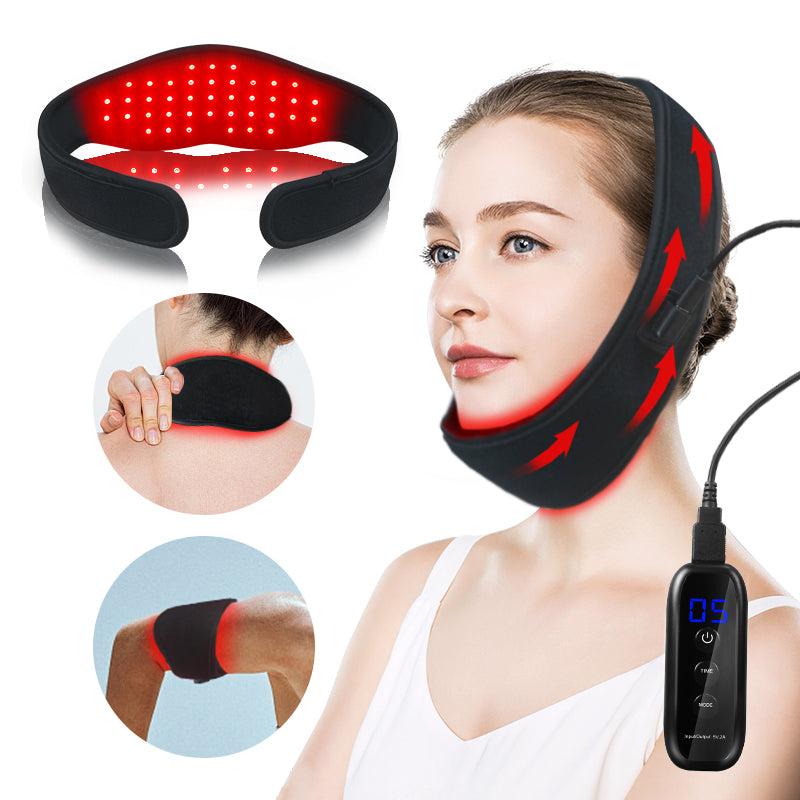 Rechargeable Red & Near-Infrared Light Therapy Wrap – Neck, Jaw & Body,  660nm red light, 850nm near-infrared light