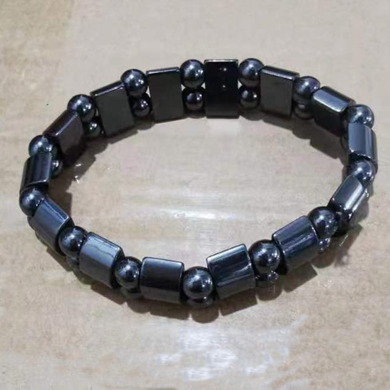Black Magnetic Hematite Therapy Bead Bracelet – Grounding Energy Jewellery for Men & Women