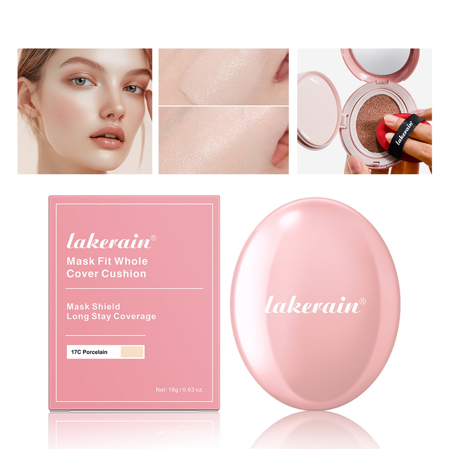 Lakerain Sunscreen Cushion Foundation – Waterproof, Long-Lasting, Brightening Base Makeup