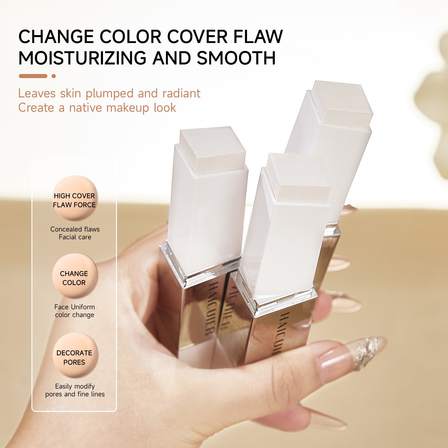HAICUIER Colour-Changing Foundation Stick | Waterproof Korean Makeup