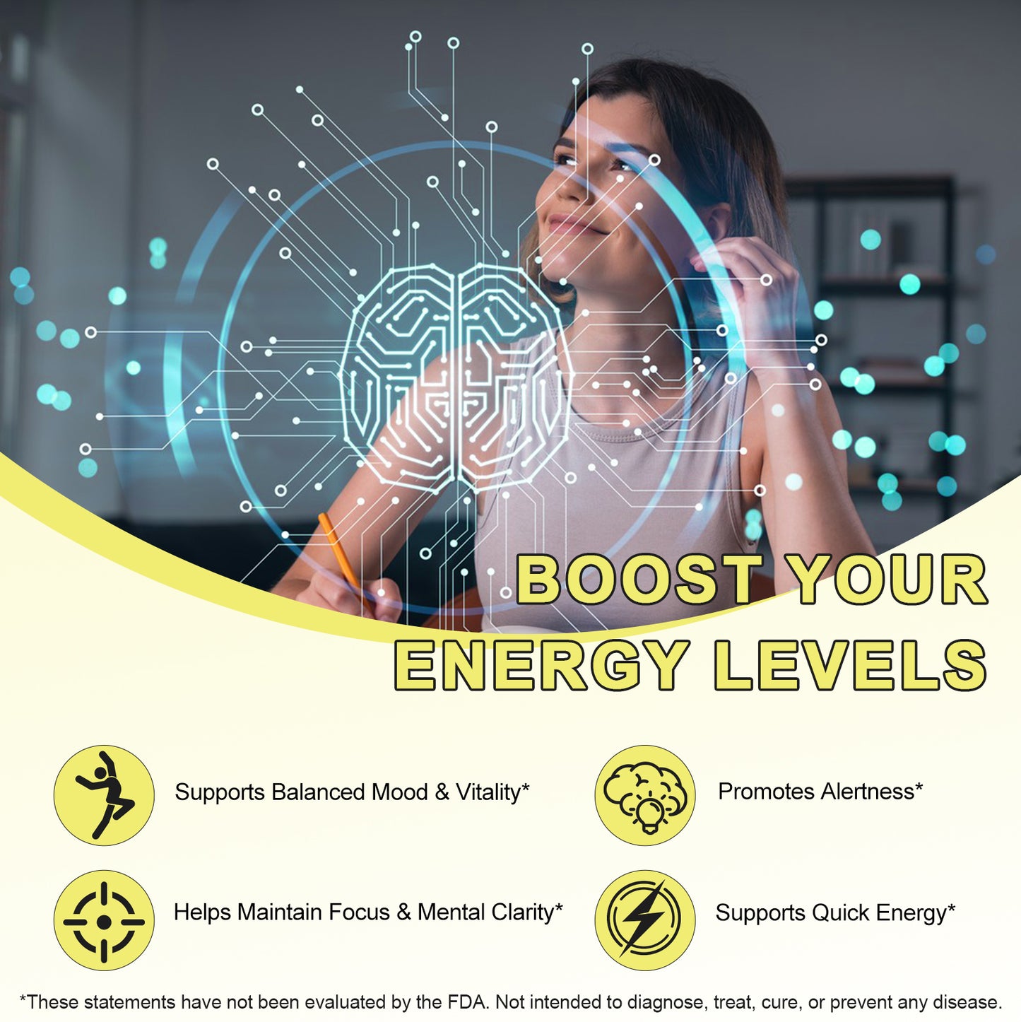Energy & Focus Support Patches with Caffeine, B Vitamins and Herbal Extracts – 30 Pack