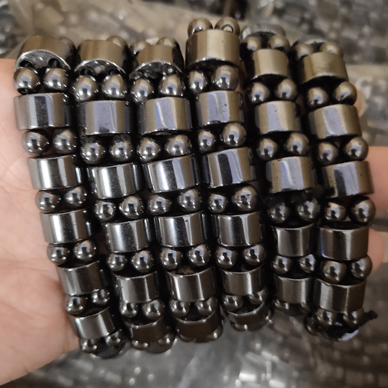 Black Magnetic Hematite Therapy Bead Bracelet – Grounding Energy Jewellery for Men & Women