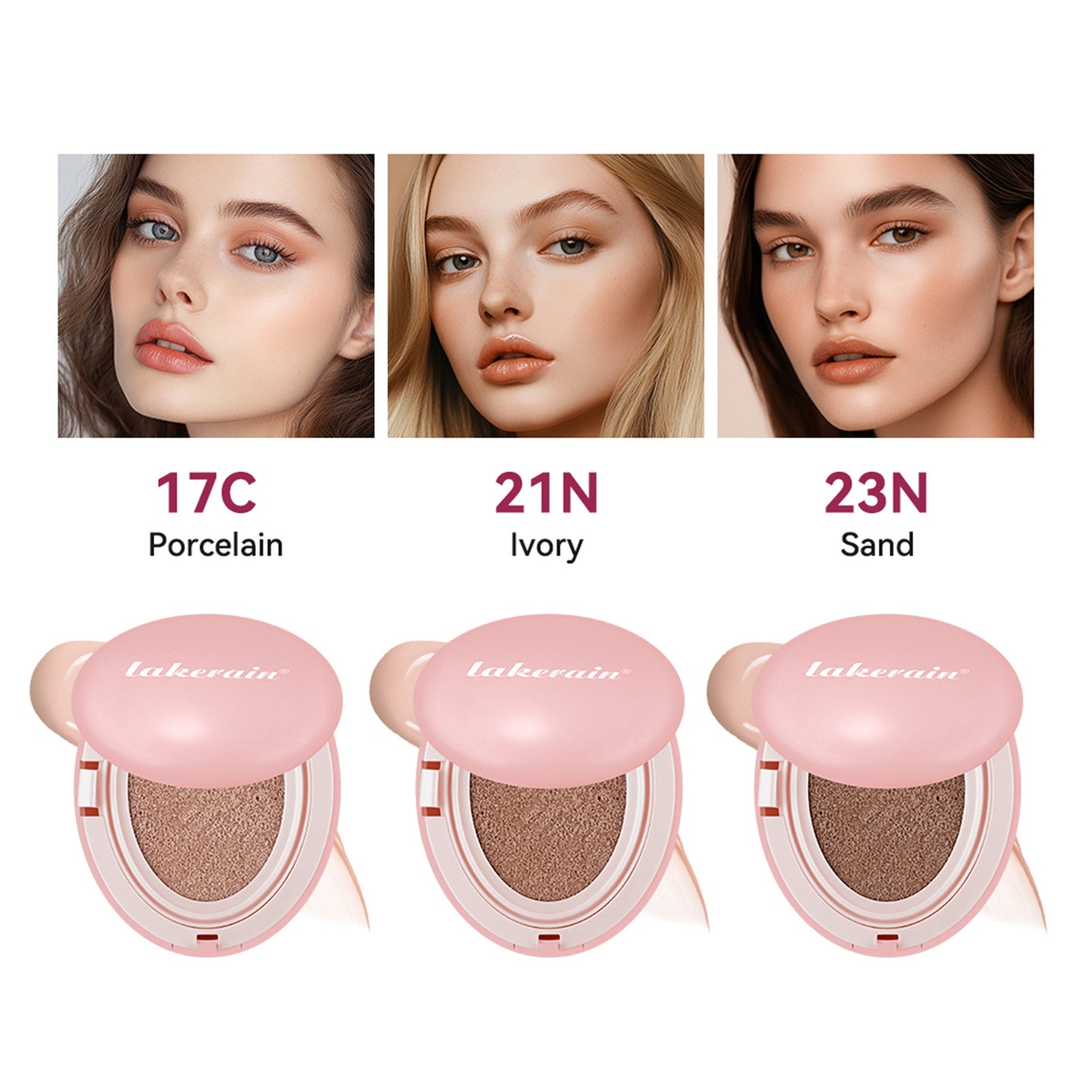 Lakerain Sunscreen Cushion Foundation – Waterproof, Long-Lasting, Brightening Base Makeup