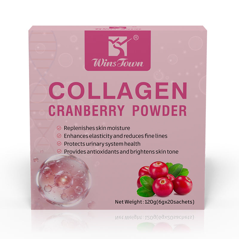 WinsTown Collagen Cranberry Powder – Fish Collagen Peptides with Vitamin C | 20 Sachets