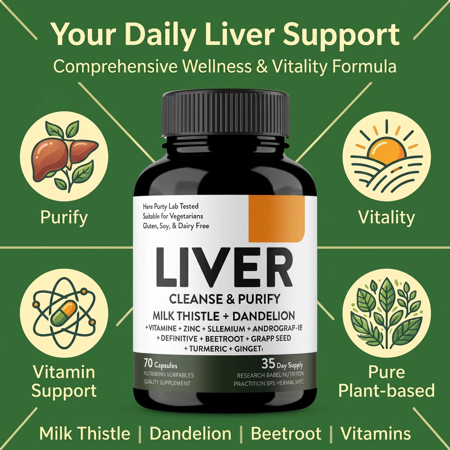 Liver Cleanse & Detox Supplement – Milk Thistle, Dandelion, Berberine, Turmeric & Ginger – 70 Capsules