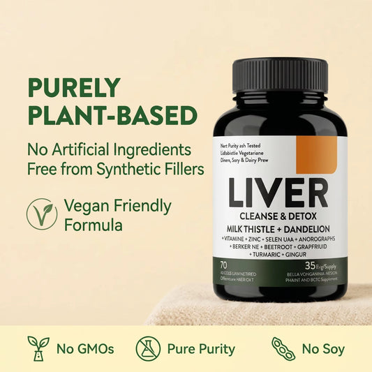 Liver Cleanse & Detox Supplement – Milk Thistle, Dandelion, Berberine, Turmeric & Ginger – 70 Capsules
