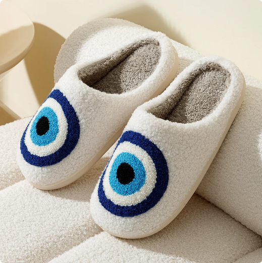 Evil Eye Slippers with Rubber Sole