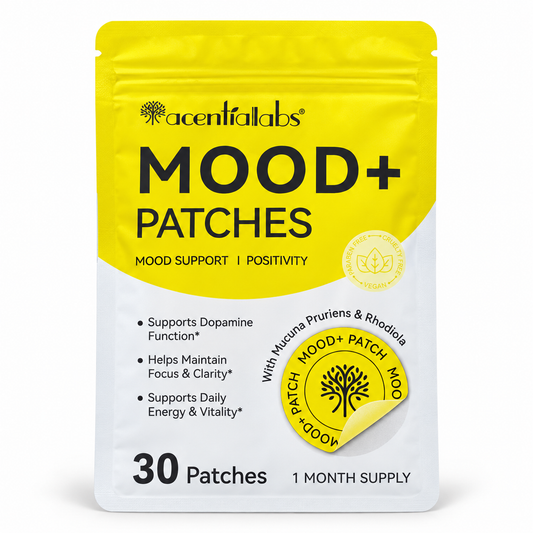 Acentiallabs Mood+ Patches 30 pack on a clean white background