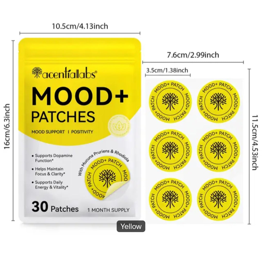 Acentiallabs Mood+ Patches pouch and individual round patches