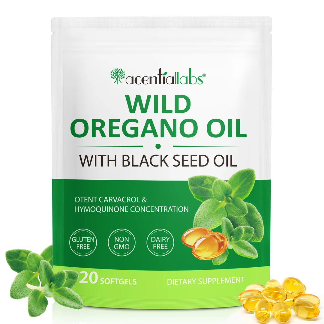 Acentiallabs Wild Oregano Oil with Black Seed Oil – 6000mg – 120 Softgels