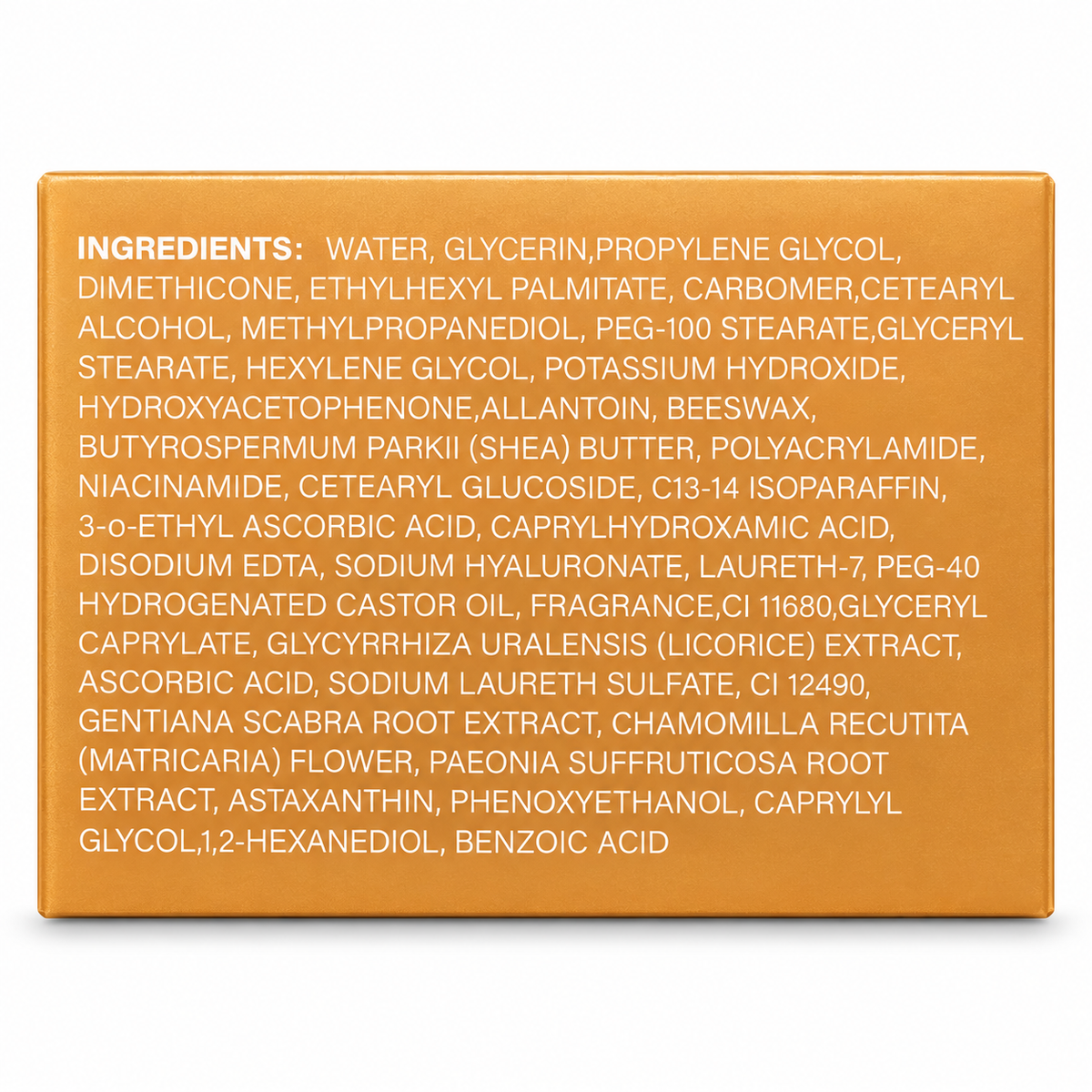 AESTHTANY Astaxanthin Capsule Cream ingredient panel