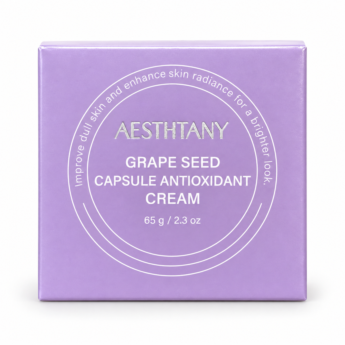 AESTHTANY Grape Seed Capsule Cream 65g studio product image with capsule window