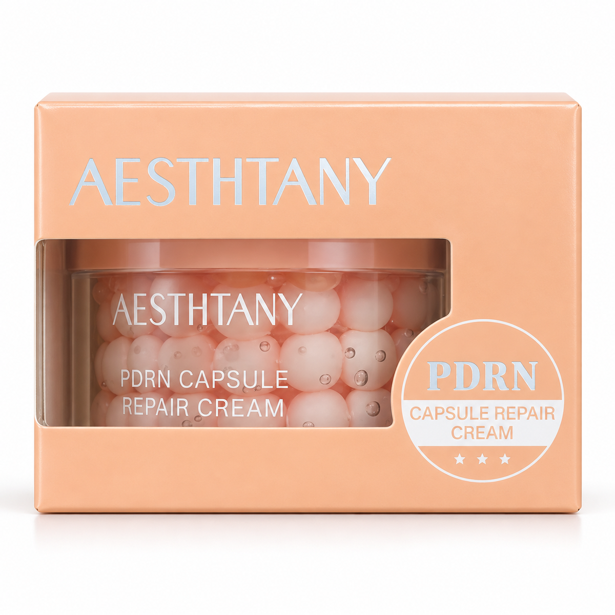AESTHTANY PDRN Capsule Repair Cream peach carton on white background