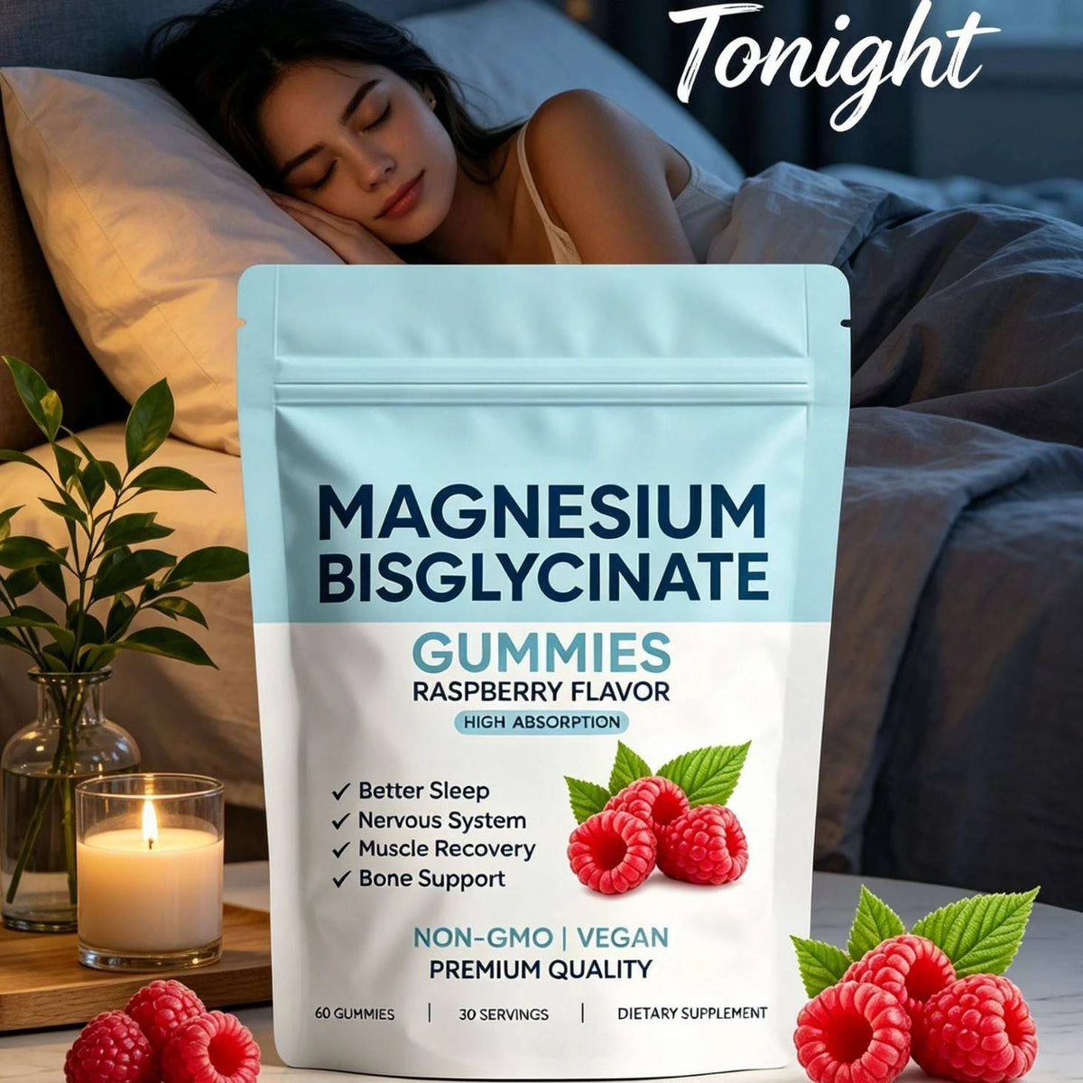 Magnesium Bisglycinate Gummies Raspberry – 60 Gummies