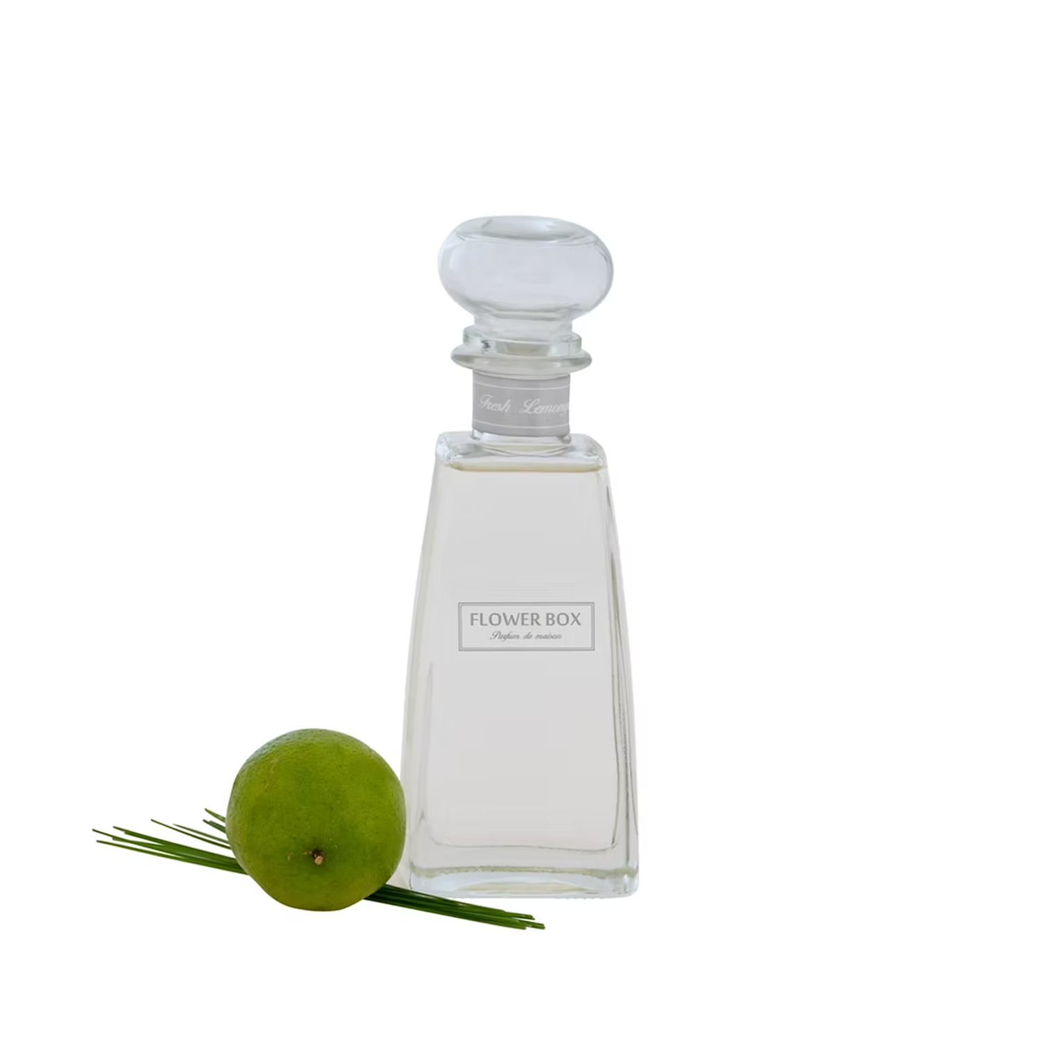 Flower Box Fresh Lemongrass Standard Diffuser bottle with lime and lemongrass