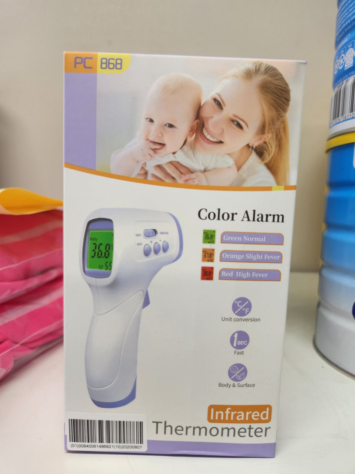PC 868 -No-Touch Forehead Thermometer, Infrared Thermometer for Adults and Kids,Digital Infrared Thermometer