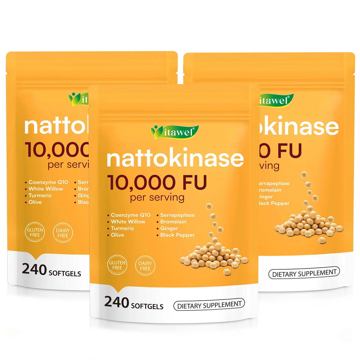 Itawel Nattokinase 10,000 FU three pouch product image