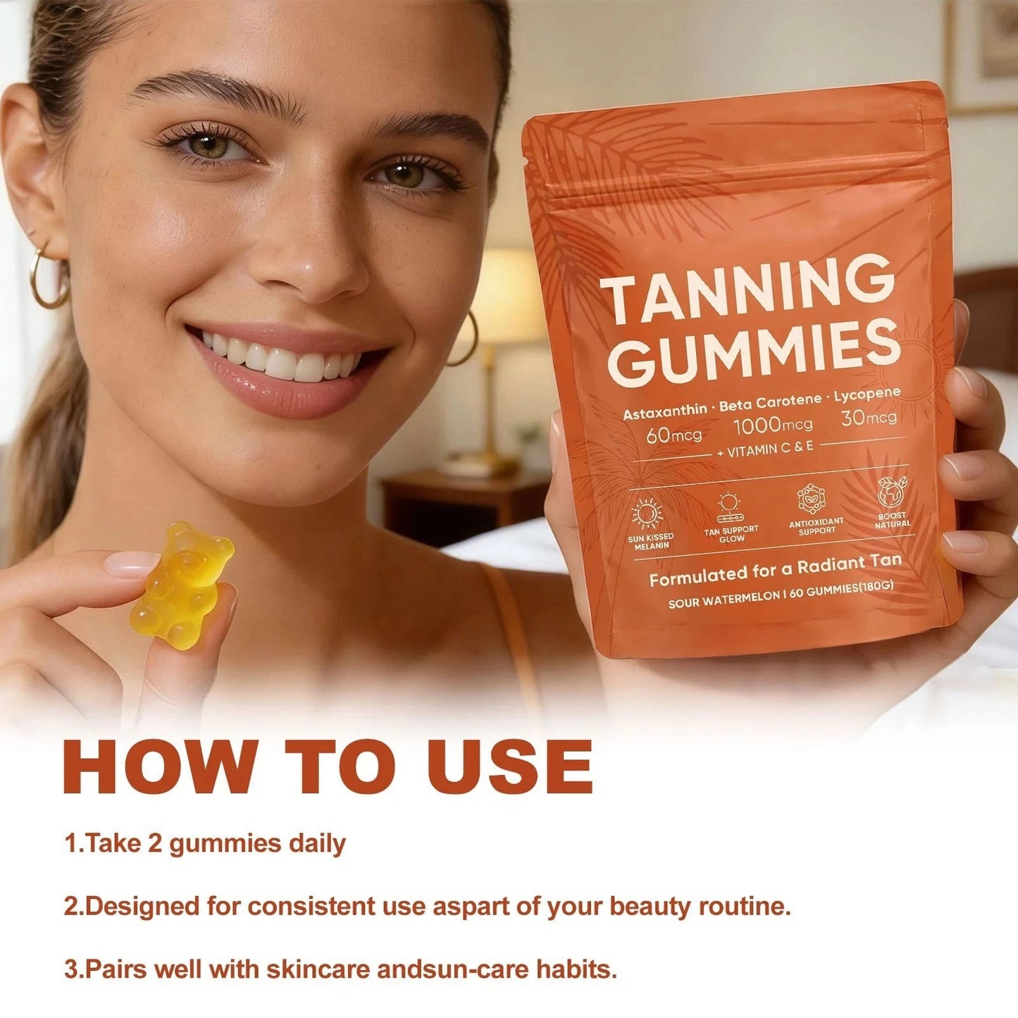 Tanning Gummies | Beta Carotene, Astaxanthin & Lycopene for a Natural Glow